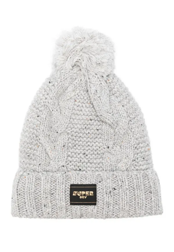 Superdry kabelstickad mössa - Grå