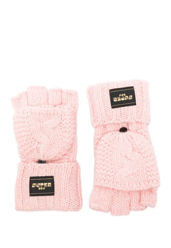 Superdry kabelstickade vantar - Rosa