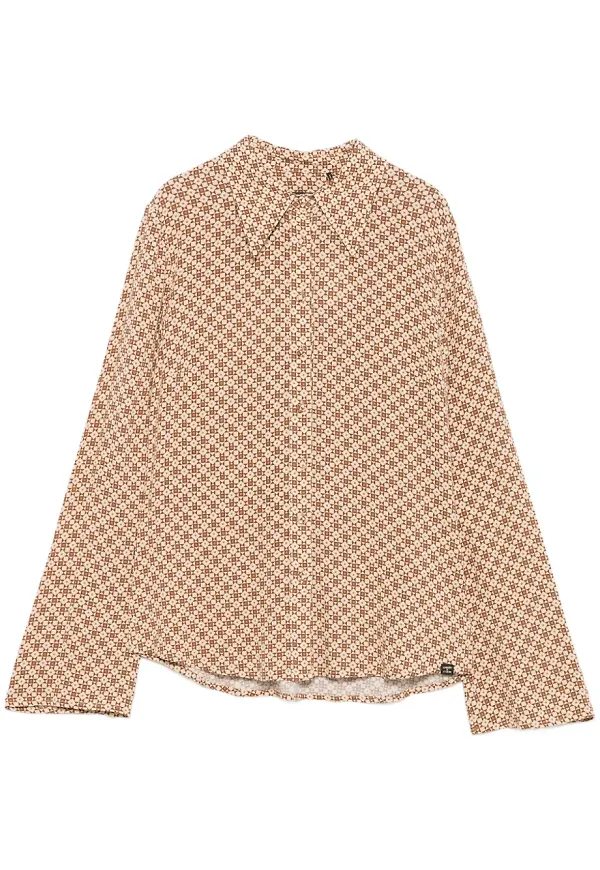 Superdry mönstrad blus med utsvängd ärm - Brun