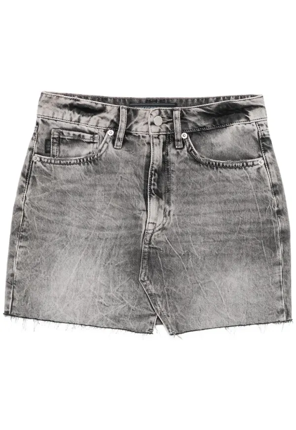Superdry rak jeanskjol - Grå