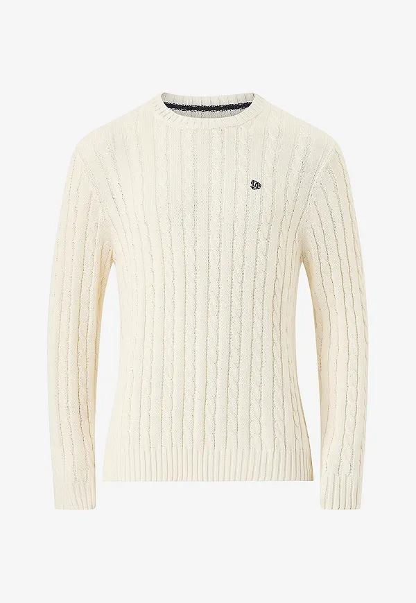 Superdry - Tröja Cotton Cable Knit Crew - Beige