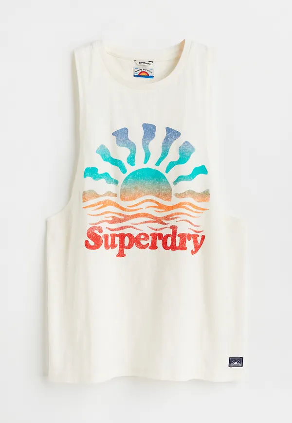 Superdry Vintage Cali Stripe Vest Weiss, Westen in Größe XXS. Farbe: White