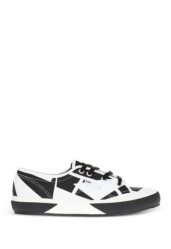 Superga tvåfärgade sneakers med snörning - Vit