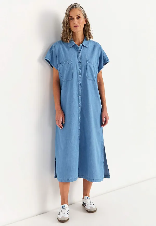Supermjuk jeansklänning med sidofickor