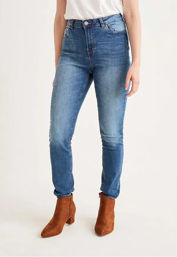 Jeans i denim med stretch - två längder Ella