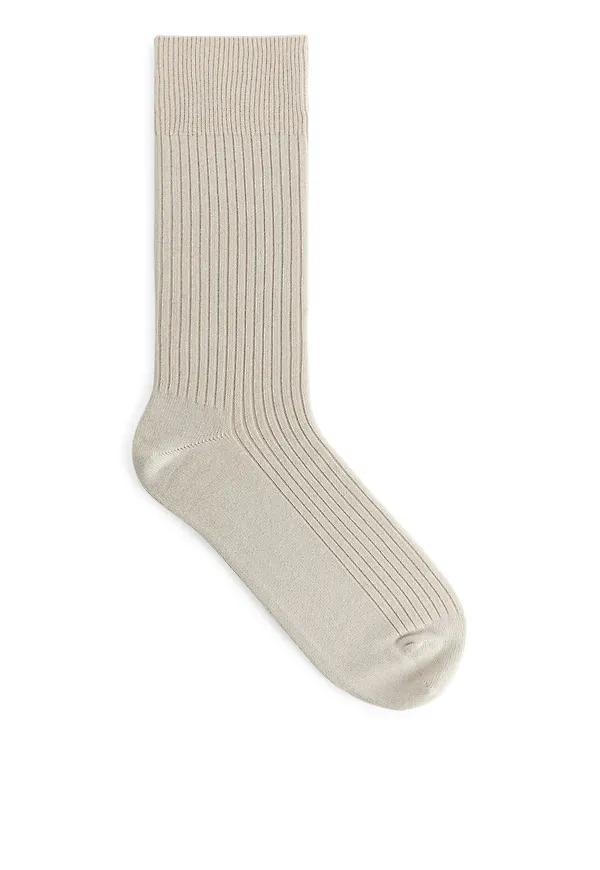 Supima Cotton Rib Socks - Beige
