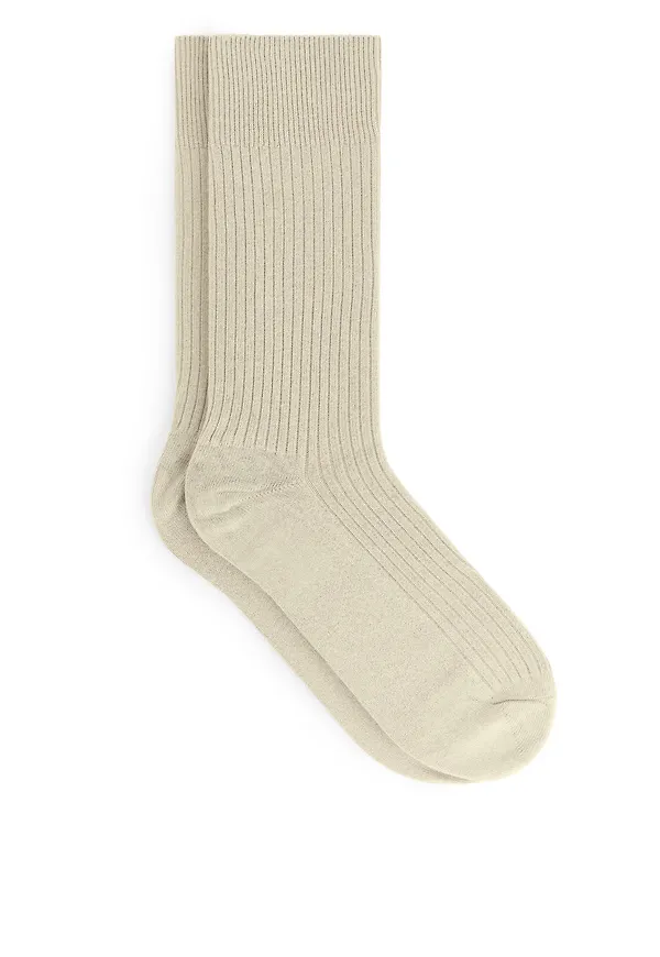 Supima Cotton Rib Socks - Beige