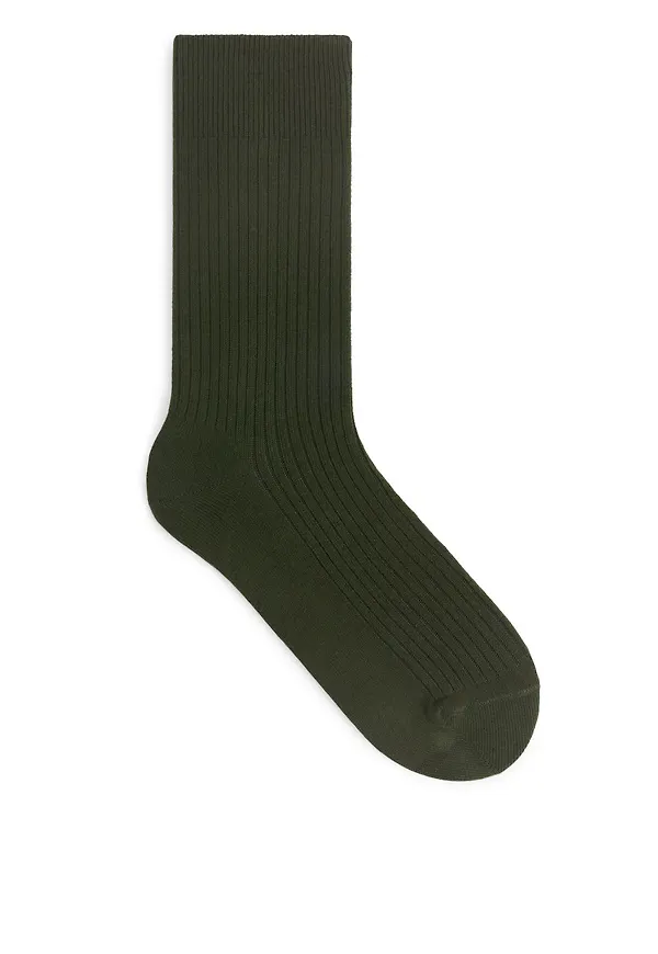 Supima Cotton Rib Socks - Beige