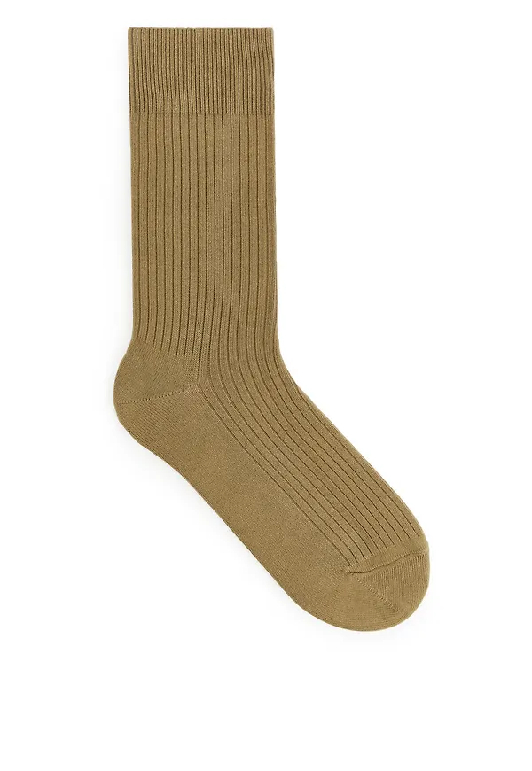 Supima Cotton Rib Socks - Beige