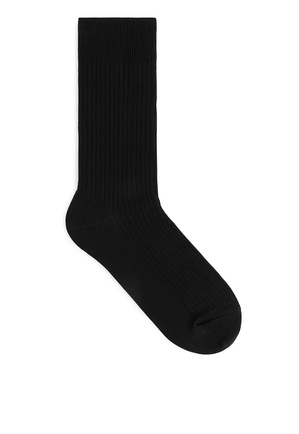 Supima Cotton Rib Socks - Black