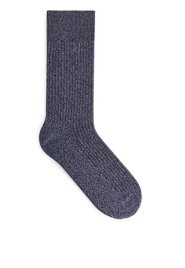 Supima Cotton Rib Socks - Blue