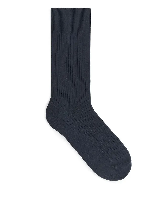 Supima Cotton Rib Socks - Blue