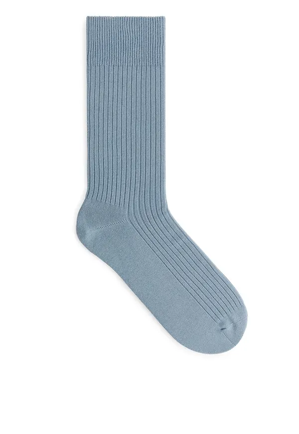 Supima Cotton Rib Socks - Blue
