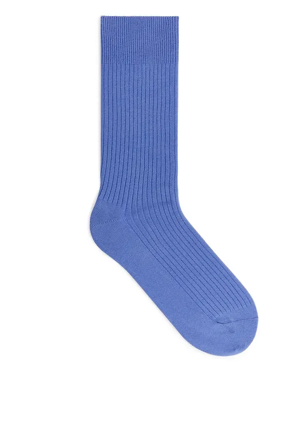 Supima Cotton Rib Socks - Blue