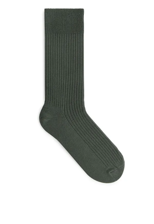 Supima Cotton Rib Socks - Green