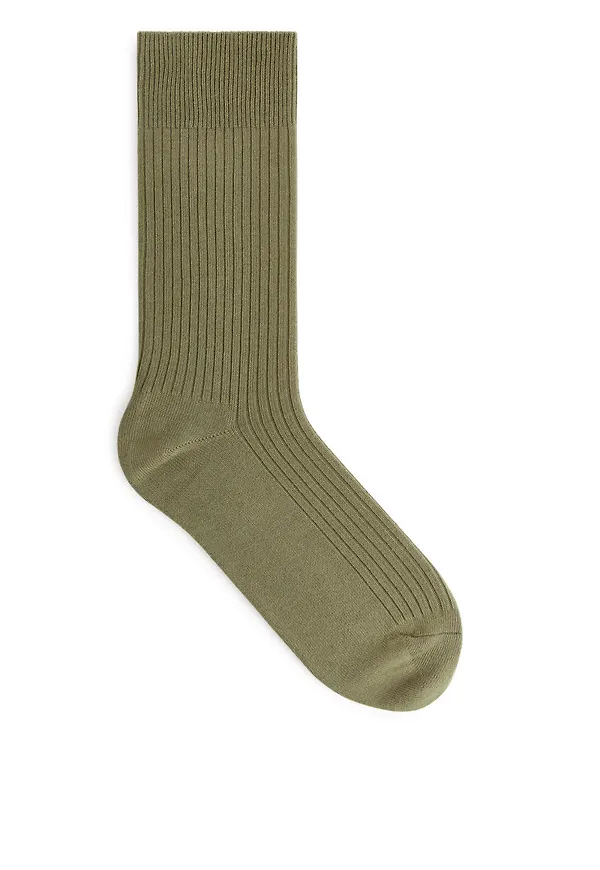 Supima Cotton Rib Socks - Green