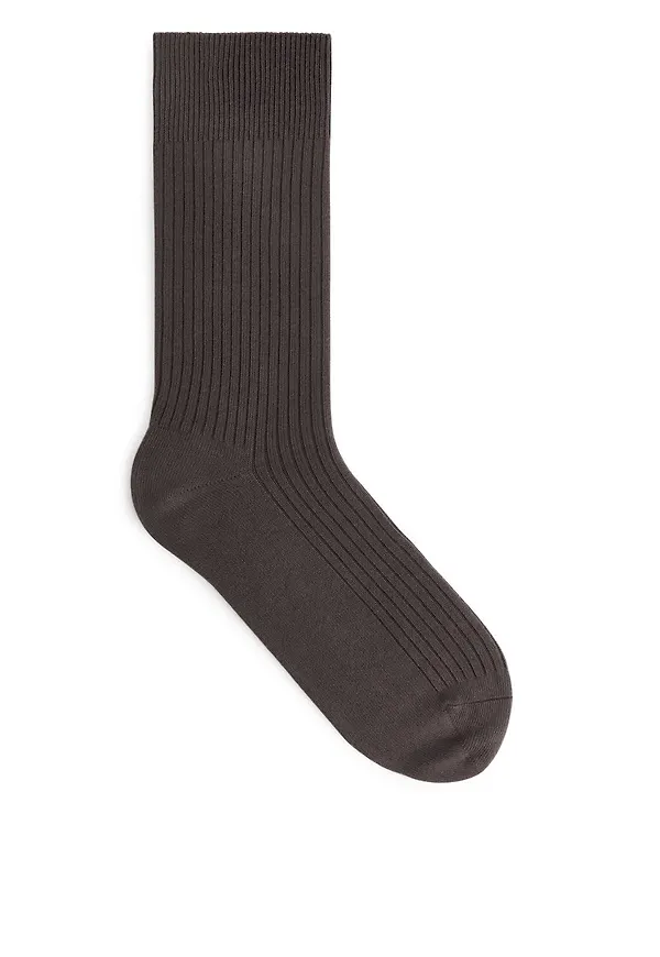 Supima Cotton Rib Socks - Grey