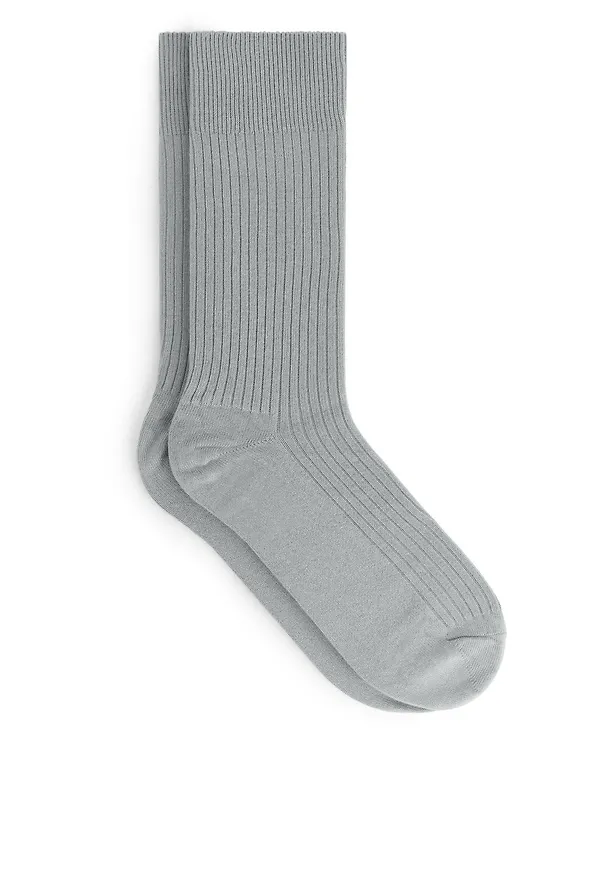 Supima Cotton Rib Socks - Grey
