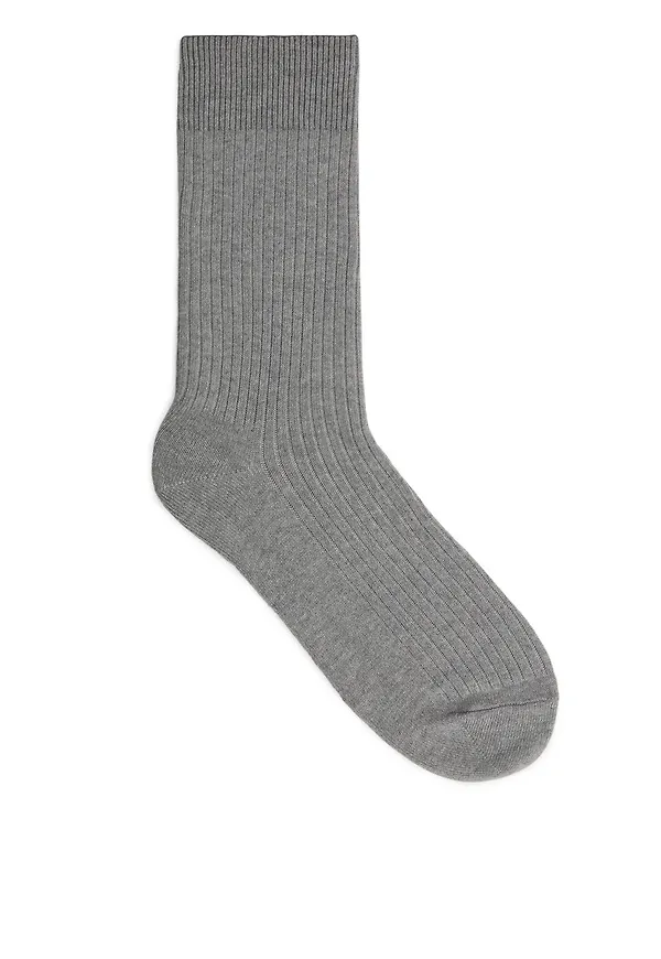 Supima Cotton Rib Socks - Grey