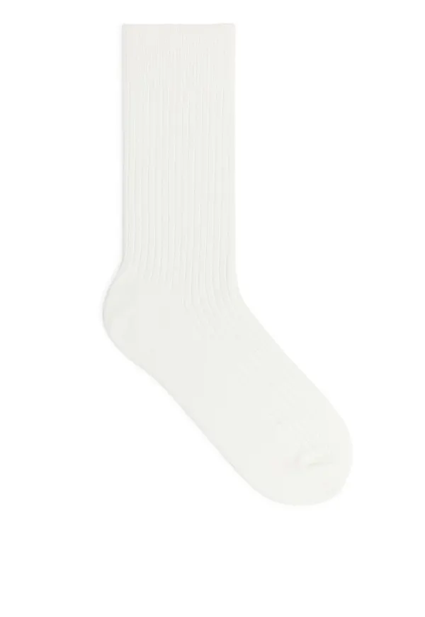 Supima Cotton Rib Socks - White