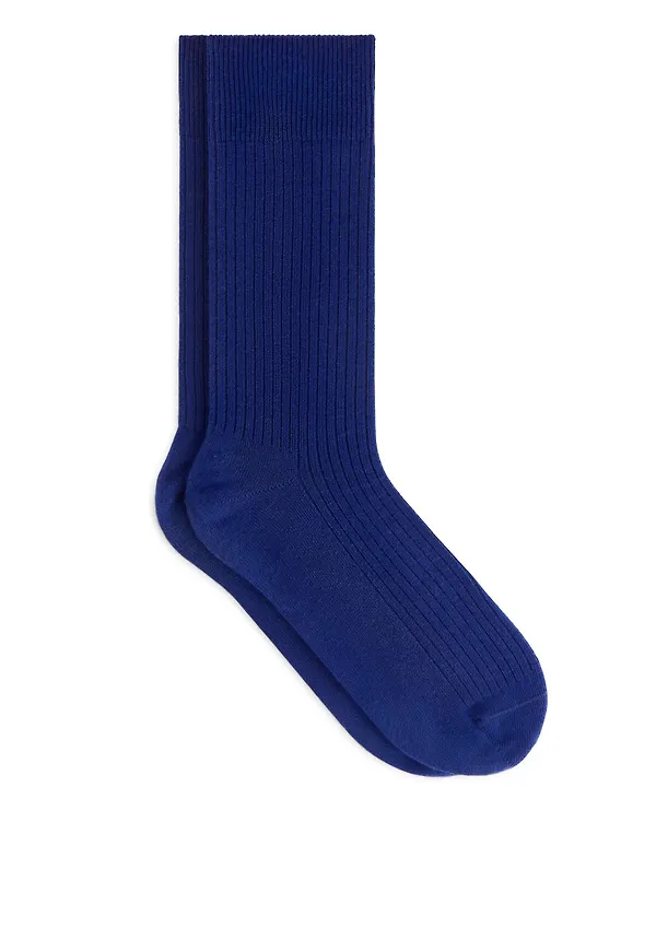 Supima Cotton Rib Socks - Blue