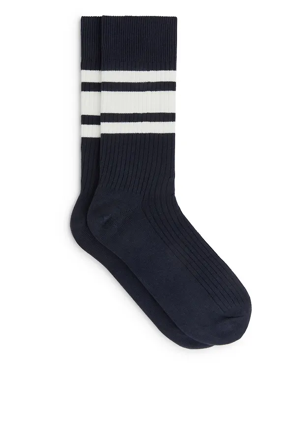 Supima Cotton Rib Socks - Blue