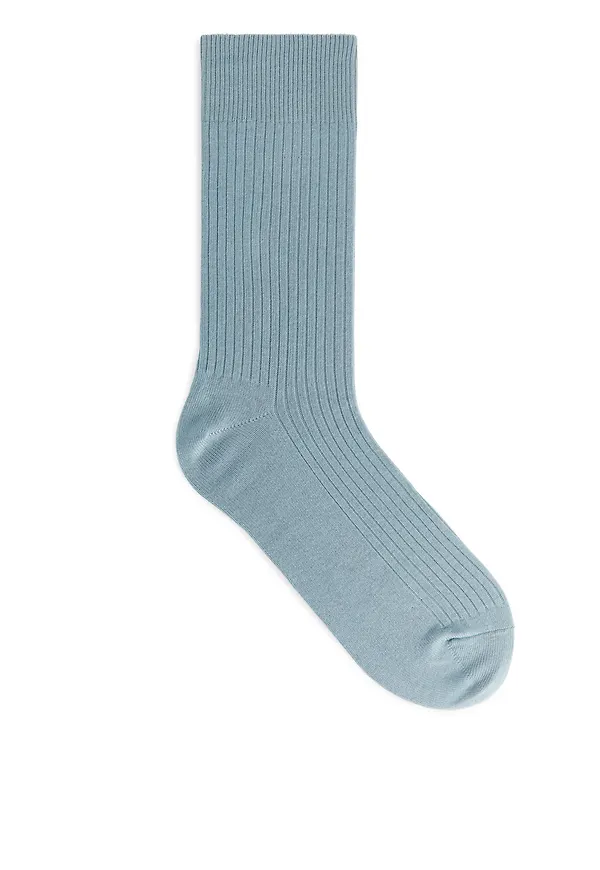 Supima Cotton Rib Socks - Blue