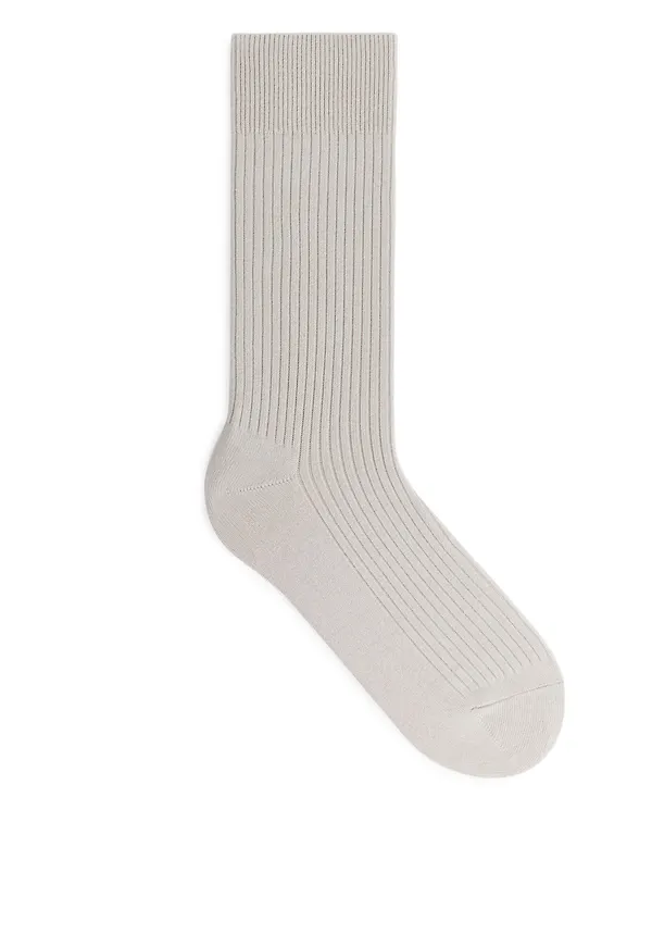 Supima Cotton Rib Socks - Brown