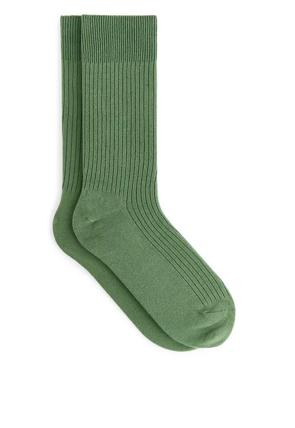 Supima Cotton Rib Socks - Green