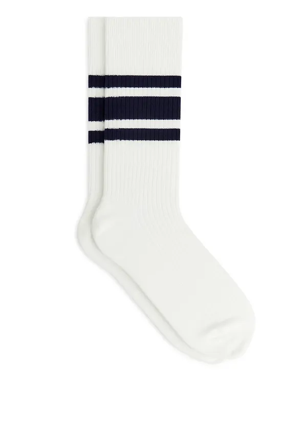 Supima Cotton Rib Socks - White