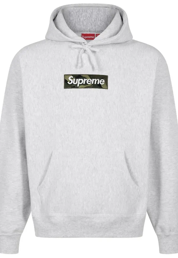 Supreme hoodie med logotyp - Grå