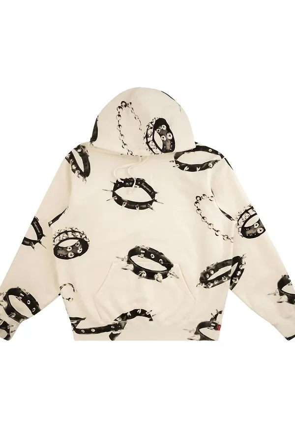 Supreme hoodie med nitad krage - Vit