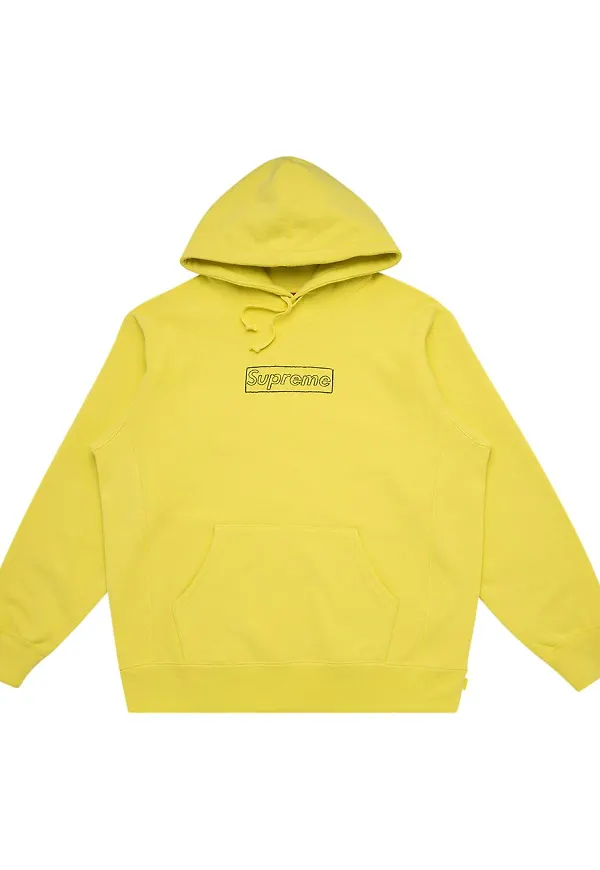 Supreme Kaws Chalk hoodie med logotyp - Gul
