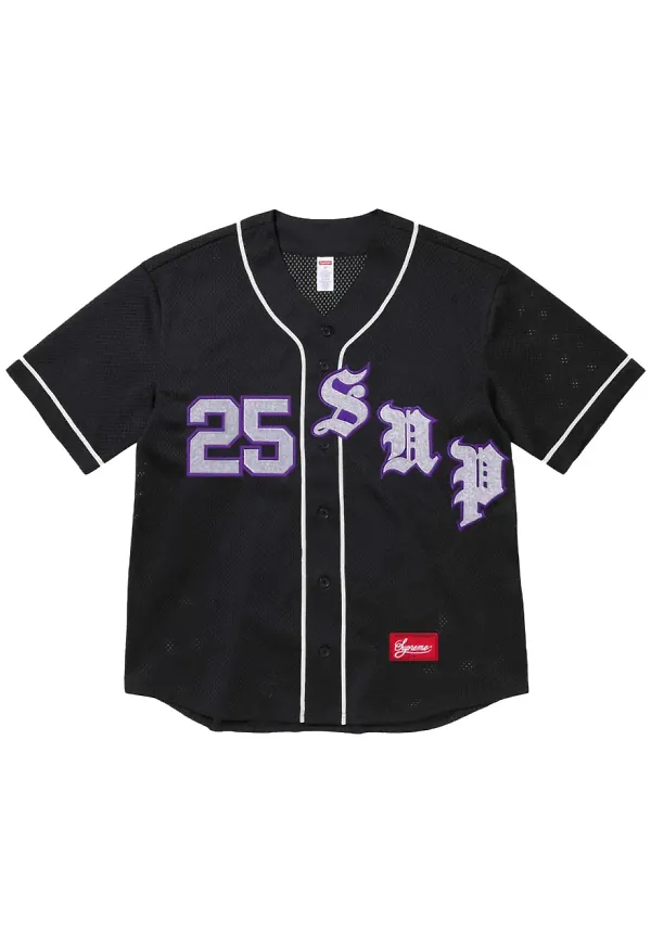 Supreme SS 25 - Black basebolltröja - Svart