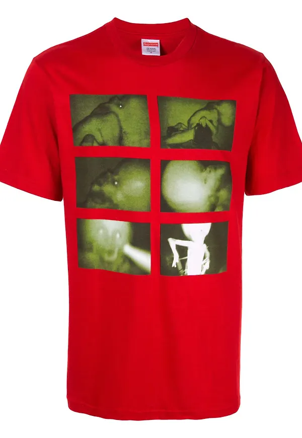 Supreme t-shirt med alientryck - Röd