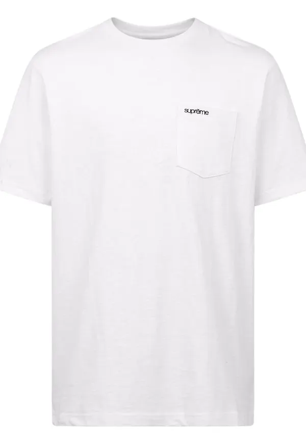 Supreme t-shirt med bröstficka - Vit