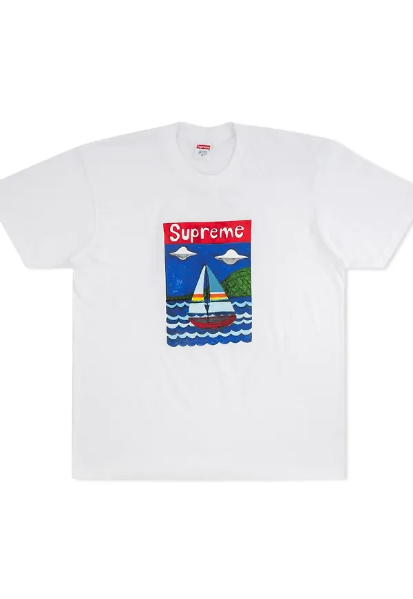 Supreme t-shirt med segelbåtstryck - Vit