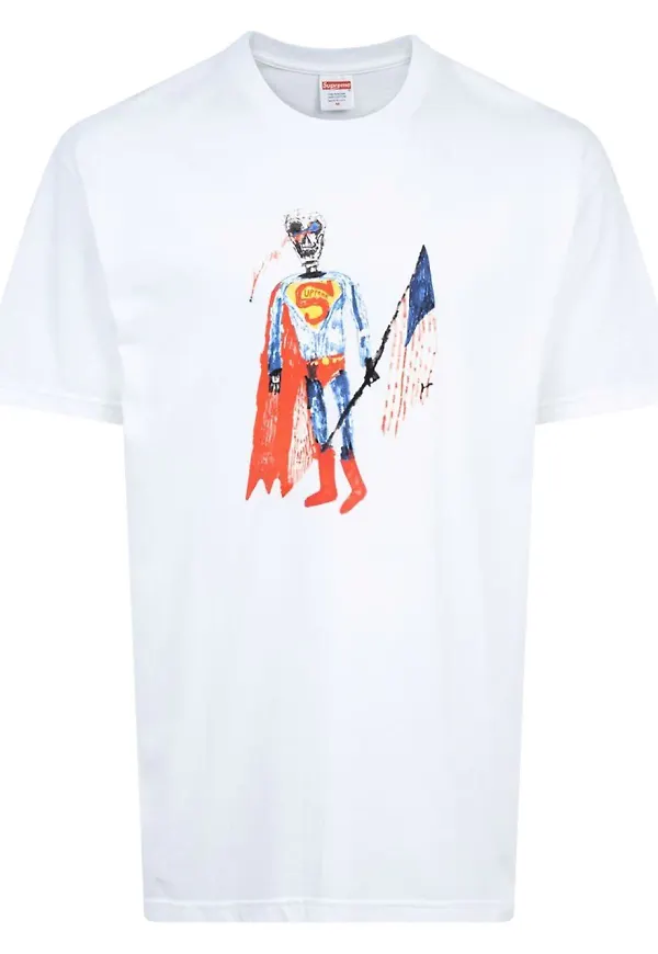 Supreme t-shirt med skelettryck - Vit
