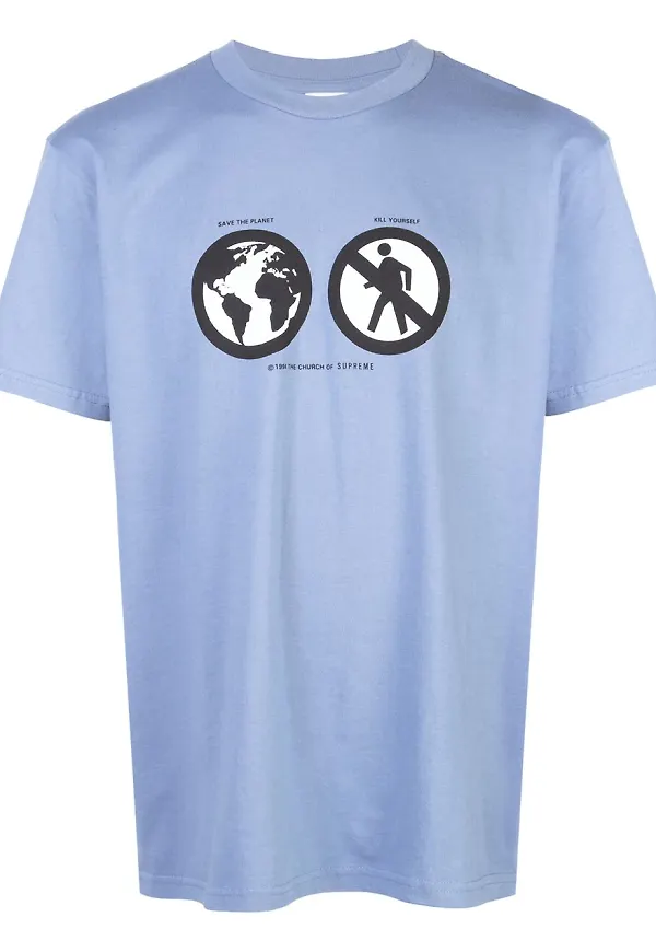 Supreme t-shirt med tryck - Blå