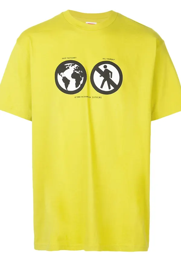 Supreme t-shirt med tryck - Gul