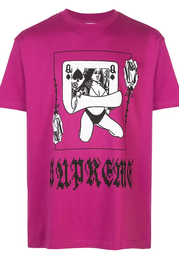 Supreme t-shirt med tryck - Rosa