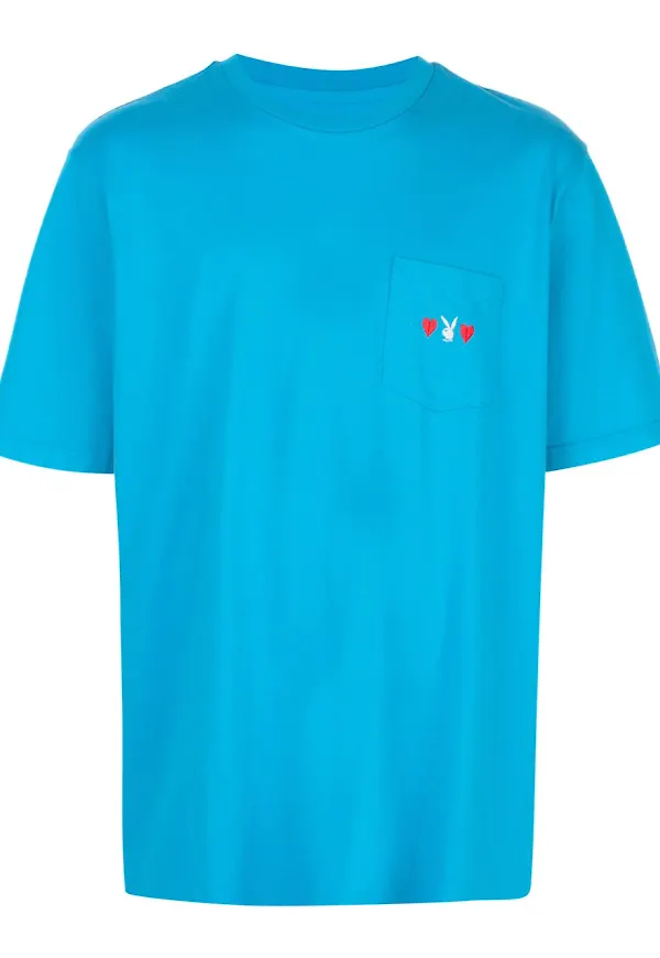 Supreme t-shirt med utanpåliggande ficka - Blå