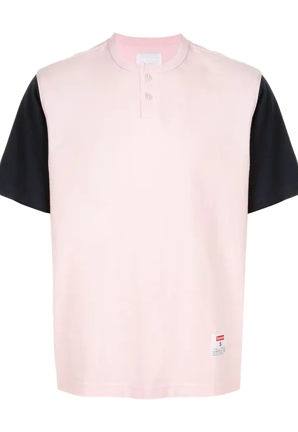 Supreme tvåfärgad Henley-t-shirt - Rosa