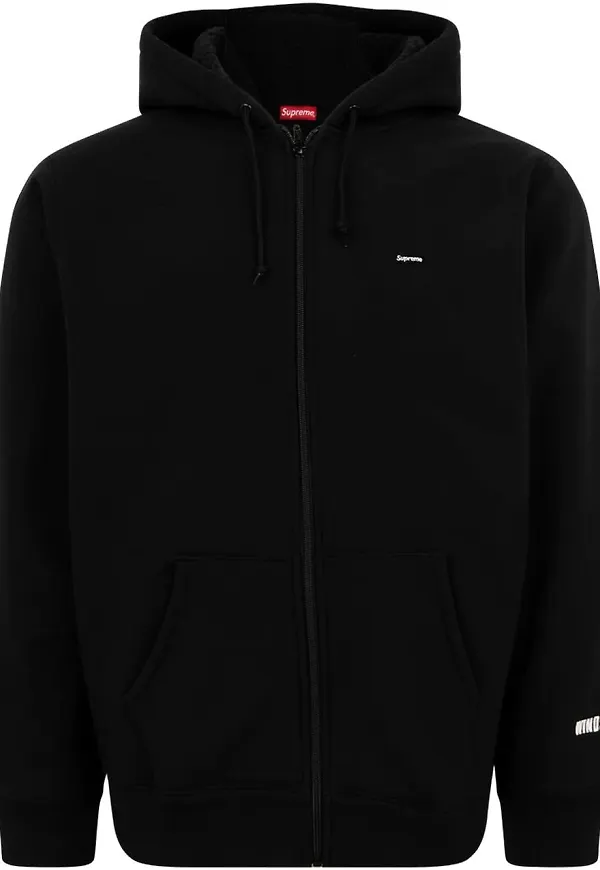 Supreme vindjacka med hoodie och dragkedja - Svart