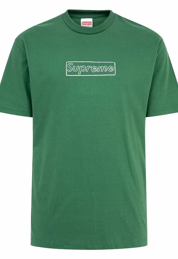 Supreme x KAWS t-shirt med logotyp - Grön