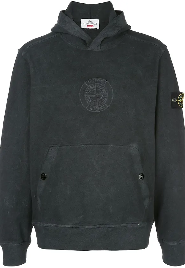 Supreme x Stone Island huvtröja - Svart