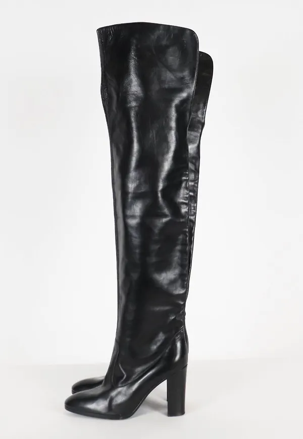 Svarta läderboots, strl 36