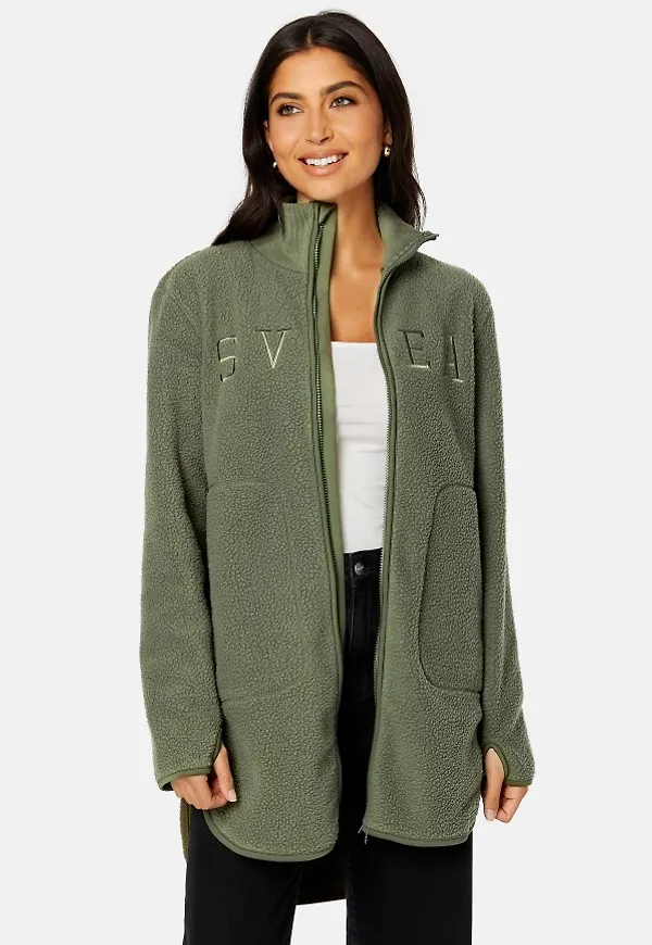 Svea Long Pile Zip Sweat 468 Dark Army M