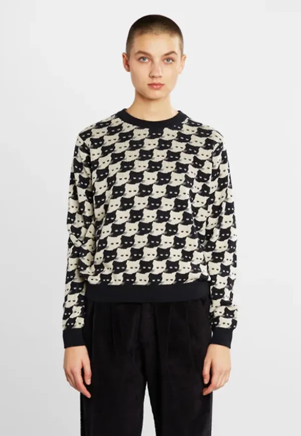 Sweater Arendal Pepita Cats Oat White