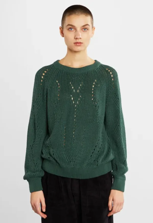 Sweater Ockelbo Pointelle Knit Trekking Green